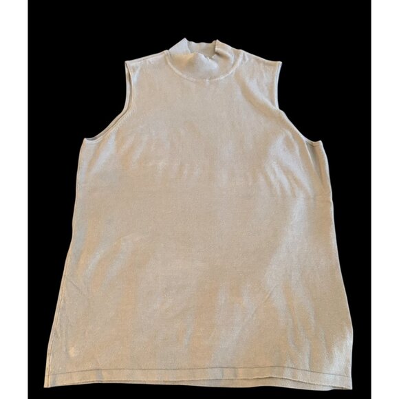 Mock Turtle Neck Tank Top Sleeveless Chico's Sz 2 Medium Gray Knit Closet Staple - Picture 1 of 11